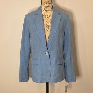 NWOT Lands’ End 100% linen blazer jacket light blue 8